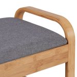 Banca cu raft pentru pantofi, capacitate 4 perechi pantofi, sezut din poliester si spuma, bambus, 50 x 90 x 33 cm - imagine 8