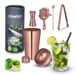 Set Cocktail Shake, 5 piese, 500 ml, otel inoxidabil, roz