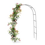 Arcada metalica de gradina pentru flori cataratoare, negru, 240x140x38 cm, Relaxdays