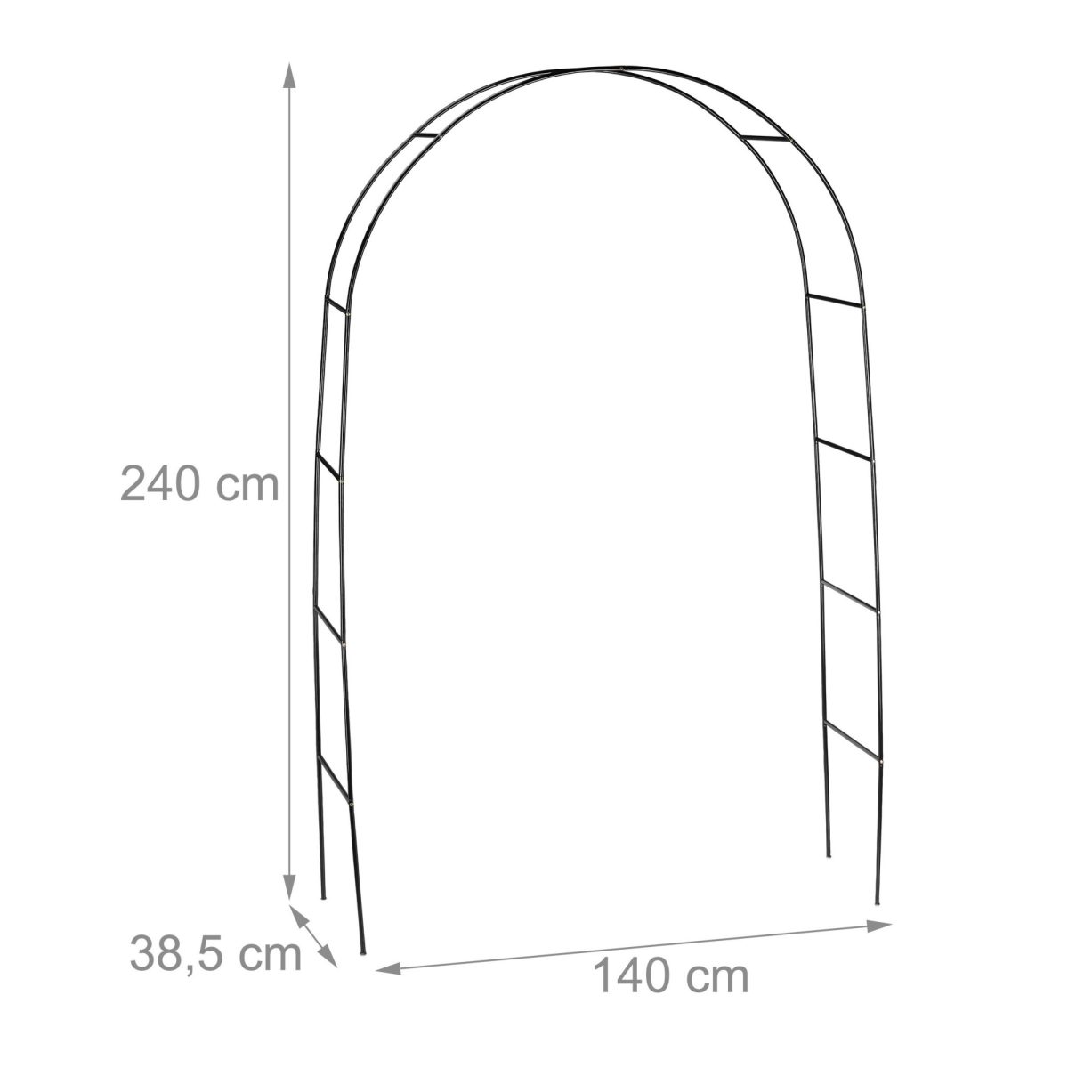 Arcada metalica de gradina pentru flori cataratoare, negru, 240x140x38 cm, Relaxdays - imagine 4