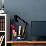 Organizator de birou, fabricat din MDF, 27 x 24 x 31,5 cm, maro deschis - imagine 5