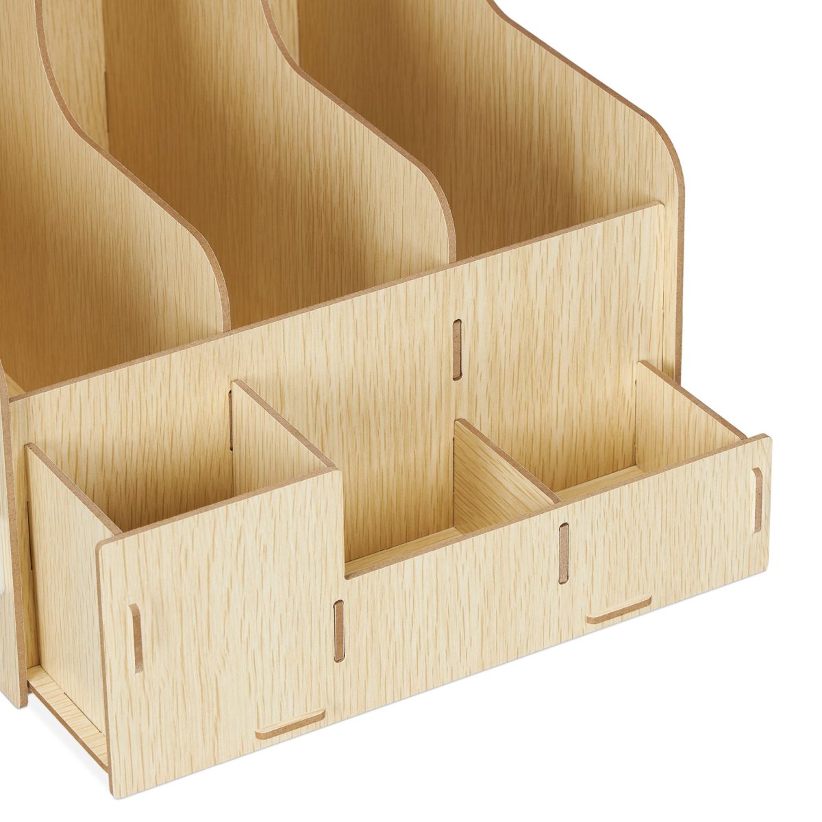 Organizator de birou, fabricat din MDF, 27 x 24 x 31,5 cm, maro deschis - imagine 7