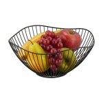 Cos negru pentru fructe, fabricat din metal robust, 11,5 x 26 cm