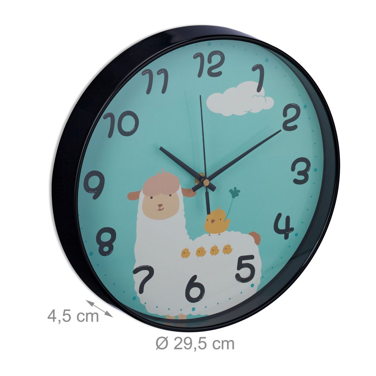 Ceas de perete pentru copii, cifre arabe, 29,5 x 4,5 cm, albastru/negru - imagine 2
