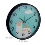 Ceas de perete pentru copii, cifre arabe, 29,5 x 4,5 cm, albastru/negru - imagine 2