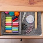 Set organizatoare birou/sertar birou din 4 piese, din palsa moale, gri, dimensiuni diferite - imagine 5