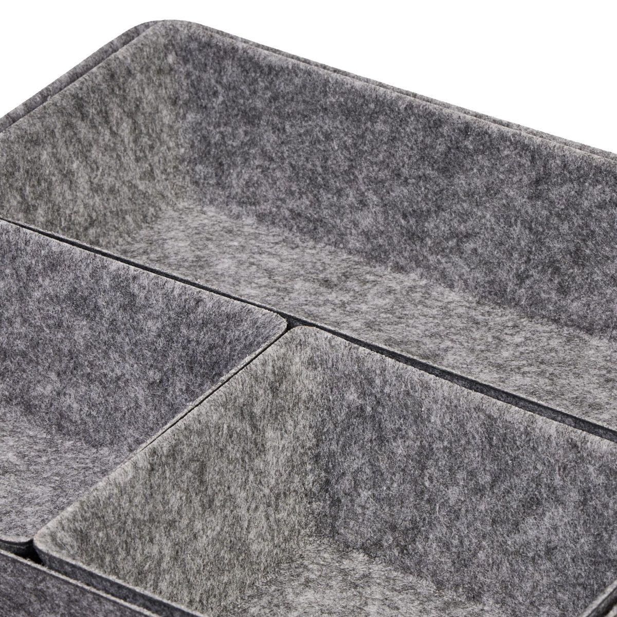 Set organizatoare birou/sertar birou din 4 piese, din palsa moale, gri, dimensiuni diferite - imagine 6