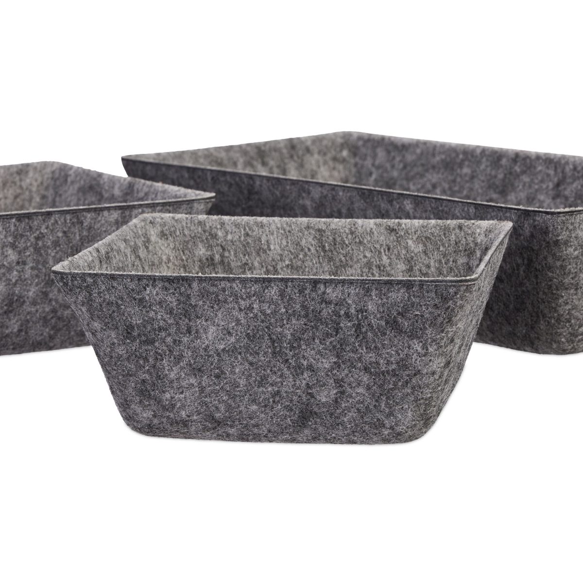 Set organizatoare birou/sertar birou din 4 piese, din palsa moale, gri, dimensiuni diferite - imagine 7