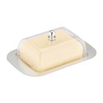 Platou servire cu capac, din inox/plastic, 7 x 18,5 x 12 cm
