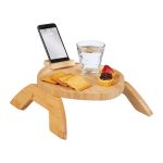Tava servire pentru canapea cu suport pentru telefon, din bambus, 12 x 30 x 30 cm, maro