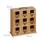 Cutie pentru ceai, 9 sertare detasabile, bambus/fier, 29 x 30 x 11,5 cm - imagine 4
