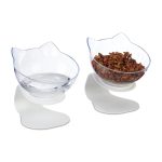 Bol ortopedic pentru hrana si apa pisici, 2 bucati, baza antiderapanta, transparent/alb, 15 x 13 x 15 cm