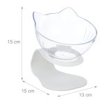 Bol ortopedic pentru hrana si apa pisici, 2 bucati, baza antiderapanta, transparent/alb, 15 x 13 x 15 cm - imagine 2