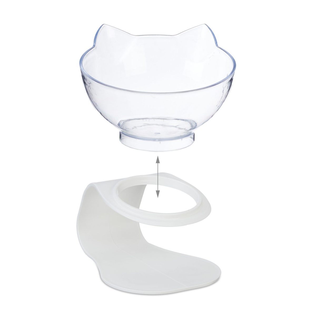 Bol ortopedic pentru hrana si apa pisici, 2 bucati, baza antiderapanta, transparent/alb, 15 x 13 x 15 cm - imagine 7
