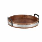 Tava de servire, cu manere metalice, lemn de mango, 9 x 36 x 35 cm - imagine 4