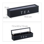 Cutie pentru ceai, 6 compartimente, din bambus, negru, 9 x 43,5 x 9 cm - imagine 4