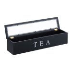 Cutie pentru ceai, 6 compartimente, din bambus, negru, 9 x 43,5 x 9 cm - imagine 6