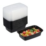 Set de 24 caserole alimentare, cu 1 compartiment, negru/transparent, din plastic, 6,5 x 22 x 15 cm