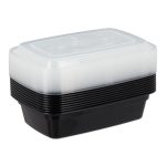 Set de 24 caserole alimentare, cu 1 compartiment, negru/transparent, din plastic, 6,5 x 22 x 15 cm - imagine 6
