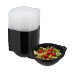 Set de 24 de caserole alimentare, negru/transparent, din plastic, 6 x 18,5 x 22,5 cm, 600 ml