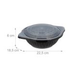 Set de 24 de caserole alimentare, negru/transparent, din plastic, 6 x 18,5 x 22,5 cm, 600 ml - imagine 4