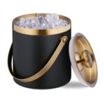 Frapiera pentru gheata, pereti dubli, capac, negru gold, 1,5 L, Relaxdays