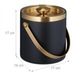Frapiera pentru gheata, pereti dubli, capac, negru gold, 1,5 L, Relaxdays - imagine 4