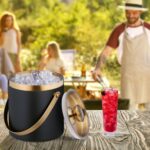 Frapiera pentru gheata, pereti dubli, capac, negru gold, 1,5 L, Relaxdays - imagine 5