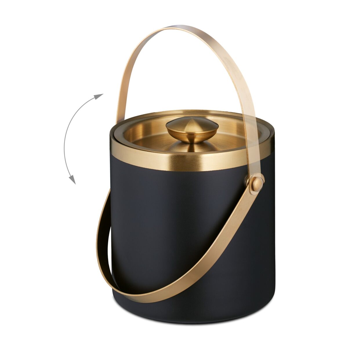 Frapiera pentru gheata, pereti dubli, capac, negru gold, 1,5 L, Relaxdays - imagine 6