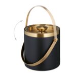 Frapiera pentru gheata, pereti dubli, capac, negru gold, 1,5 L, Relaxdays - imagine 6
