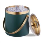 Frapiera pentru gheata, pereti dubli, capac, verde gold, 1,5 L, Relaxdays