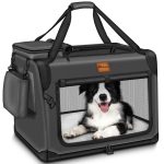 Geanta pentru transport animale, marimea 3XL, tesatura Oxford 600D, 2 buzunare, deschidere pe trei laturi, inclus tava si spatula pentru lingerea hranei, antracit