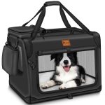 Geanta pentru transport animale, marimea S, tesatura Oxford 600D, 2 buzunare, deschidere pe trei laturi, inclus tava si spatula pentru lingerea hranei, negru