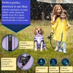 Geaca pentru caini, TRESKO, cu ham, marimea M, detalii reflectorizante, dozator cu 15 pungi incluse, material cu 3 straturi din poliester, bumbac si lana, rezistenta la apa si zapada, lila - imagine 2