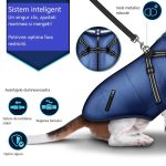 Geaca pentru caini, TRESKO, cu ham, marimea M, detalii reflectorizante, dozator cu 15 pungi incluse, material cu 3 straturi din poliester, bumbac si lana, rezistenta la apa si zapada, albastru - imagine 6