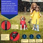 Geaca pentru caini, TRESKO, cu ham, marimea S, detalii reflectorizante, dozator cu 15 pungi incluse, material cu 3 straturi din poliester, bumbac si lana, rezistenta la apa si zapada, rosu - imagine 3