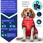 Geaca pentru caini, TRESKO, cu ham, marimea S, detalii reflectorizante, dozator cu 15 pungi incluse, material cu 3 straturi din poliester, bumbac si lana, rezistenta la apa si zapada, rosu - imagine 7