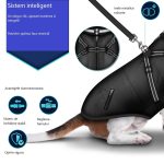 Geaca pentru caini, TRESKO, cu ham, marimea XXL, detalii reflectorizante, dozator cu 15 pungi incluse, material cu 3 straturi din poliester, bumbac si lana, rezistenta la apa si zapada, negru - imagine 6