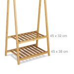 Suport pentru haine cu 2 rafturi pentru incaltaminte si suport pentru umbrele, Relaxdays, din bambus, 150 x 60 x 40 cm - imagine 3
