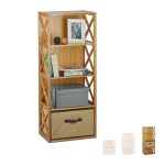 Raft Relaxdays cu sertar, din bambus, natur, 105 x 42 x 29 cm
