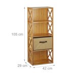 Raft Relaxdays cu sertar, din bambus, natur, 105 x 42 x 29 cm - imagine 3