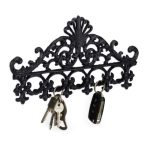 Cuier de perete, model vintage, 5 carlige, dimensiuni 17 x 35 x 3,5 cm, negru, Relaxdays