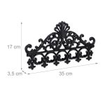 Cuier de perete, model vintage, 5 carlige, dimensiuni 17 x 35 x 3,5 cm, negru, Relaxdays - imagine 4