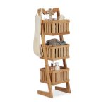Raft organizare Relaxdays, pentru baie, 3 compartimente, bambus, 77 x 23 x 20 cm