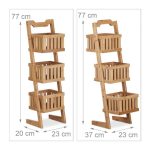 Raft organizare Relaxdays, pentru baie, 3 compartimente, bambus, 77 x 23 x 20 cm - imagine 4