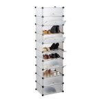 Pantofar tip dulap Relaxdays, cu 10 rafturi, transparent, 176 x 49 x 37 cm, pentru 20 de perechi