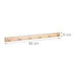 Cuier de perete cu 6 carlige, bambus, dimensiuni 6 x 88 cm, Relaxdays - imagine 4