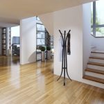 Cuier metalic cu 9 carlige, dimensiuni 175 x 55 x 55 cm, negru, Relaxdays - imagine 2