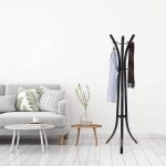 Cuier metalic cu 9 carlige, dimensiuni 175 x 55 x 55 cm, negru, Relaxdays - imagine 3