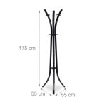 Cuier metalic cu 9 carlige, dimensiuni 175 x 55 x 55 cm, negru, Relaxdays - imagine 4